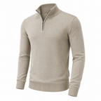 Men's lightweight beige quarter-zip sweater – diagonal front view