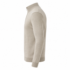 Men's lightweight beige quarter-zip sweater – side view