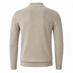 Men's lightweight beige quarter-zip sweater – back view
