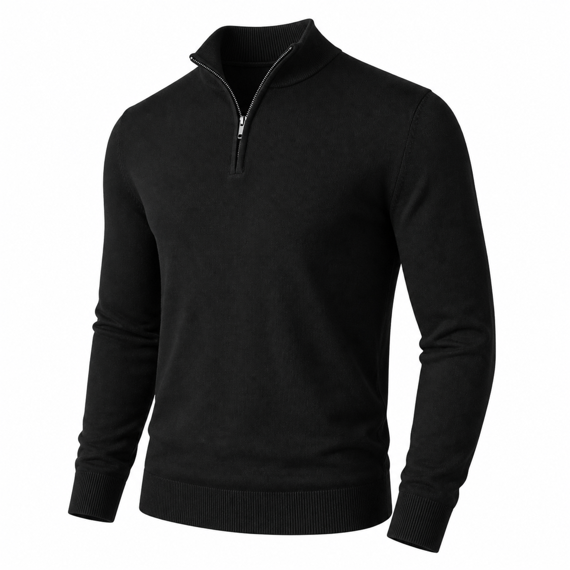 Men's lightweight quarter-zip sweater in Black