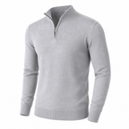 Men's lightweight quarter-zip sweater in Light Grey