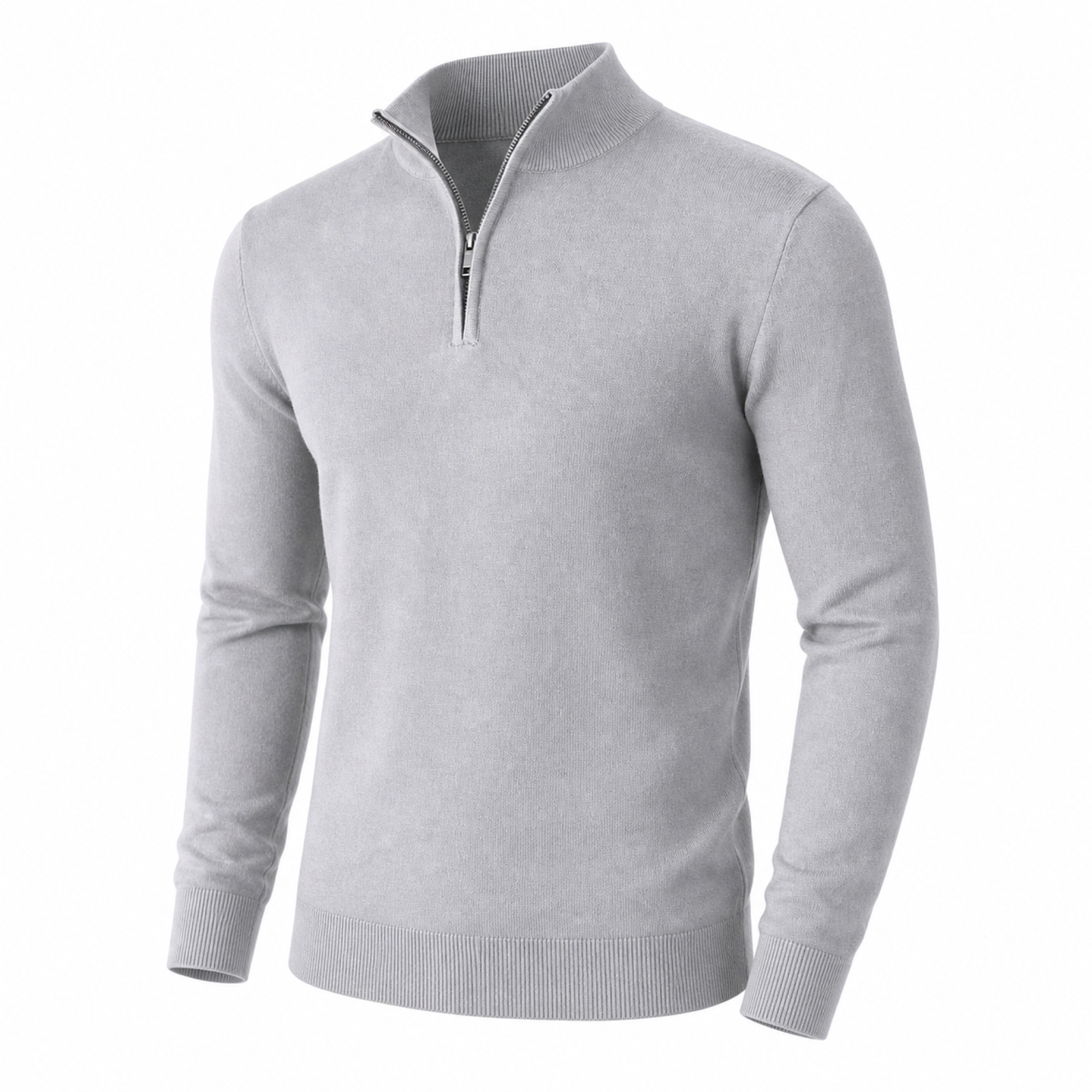 Men's lightweight quarter-zip sweater in Light Grey