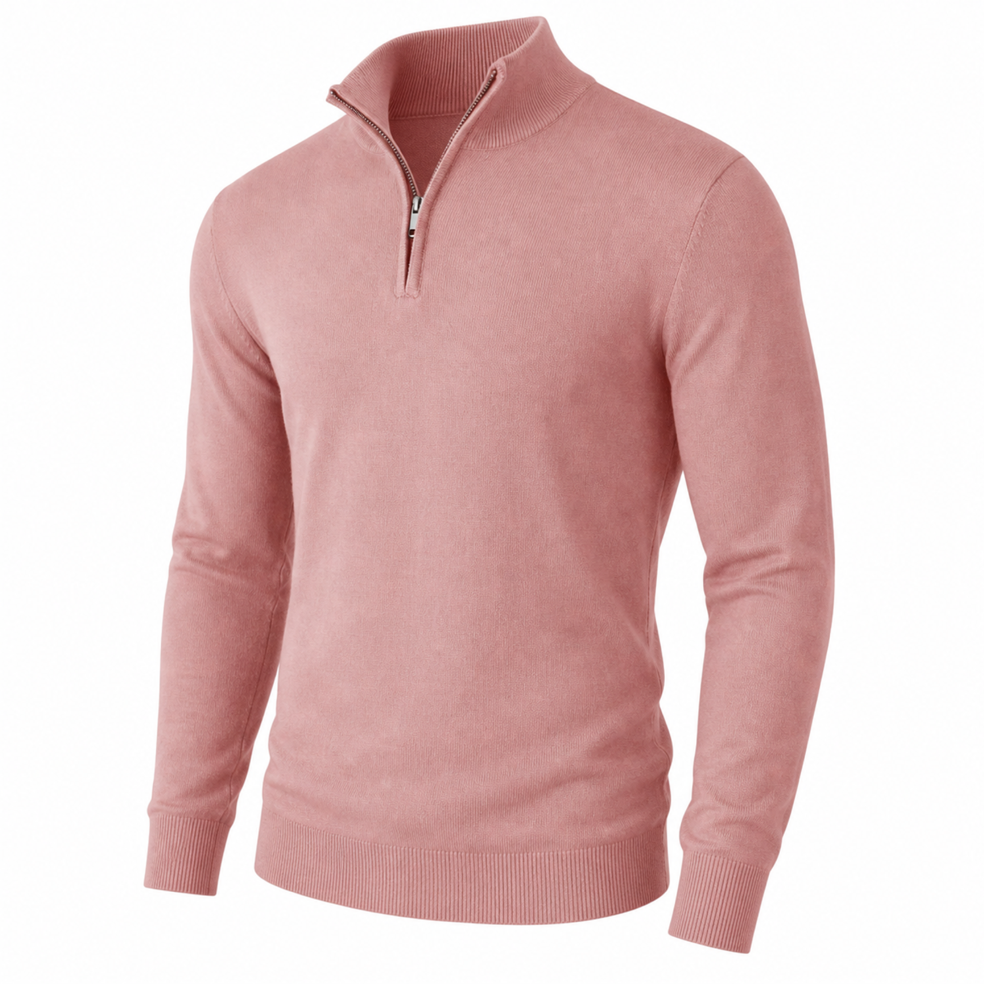 Men's lightweight quarter-zip sweater in Dusty Pink