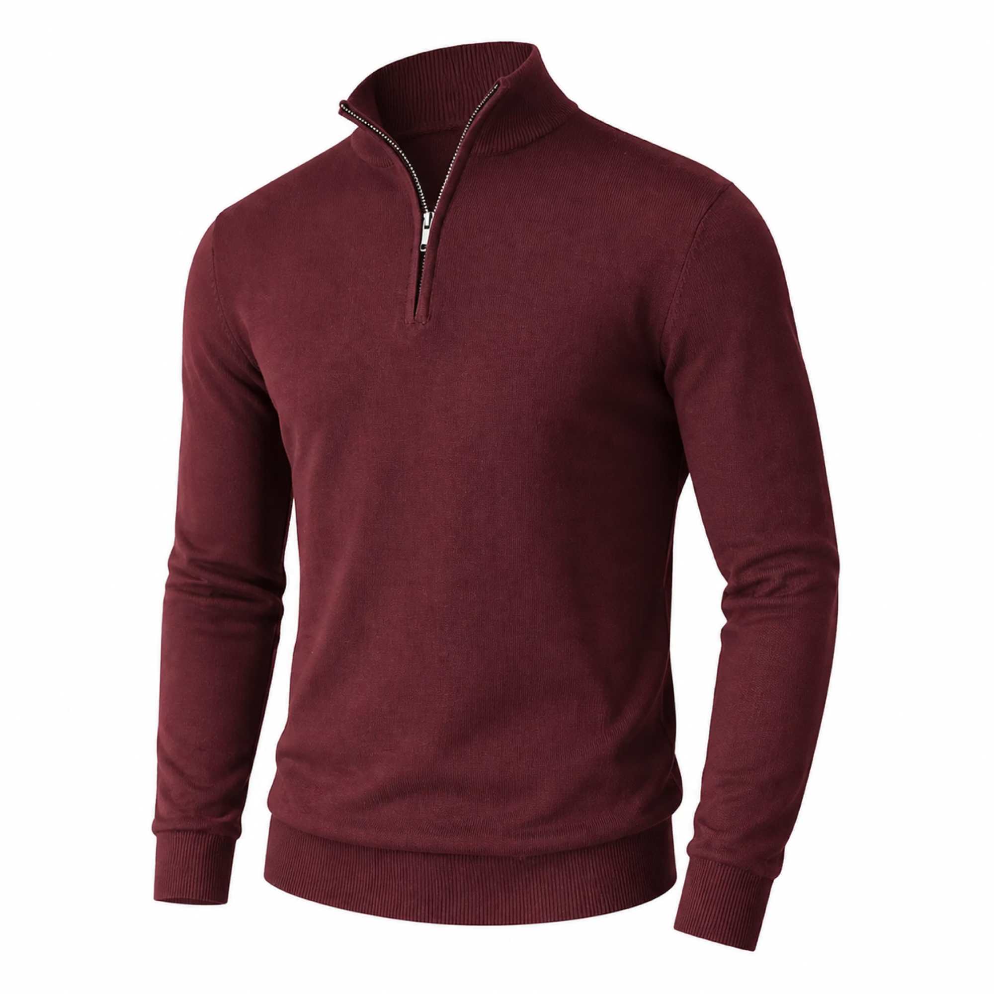 Men's lightweight quarter-zip sweater in Burgundy