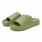 Green EVA platform slide slippers on a white background