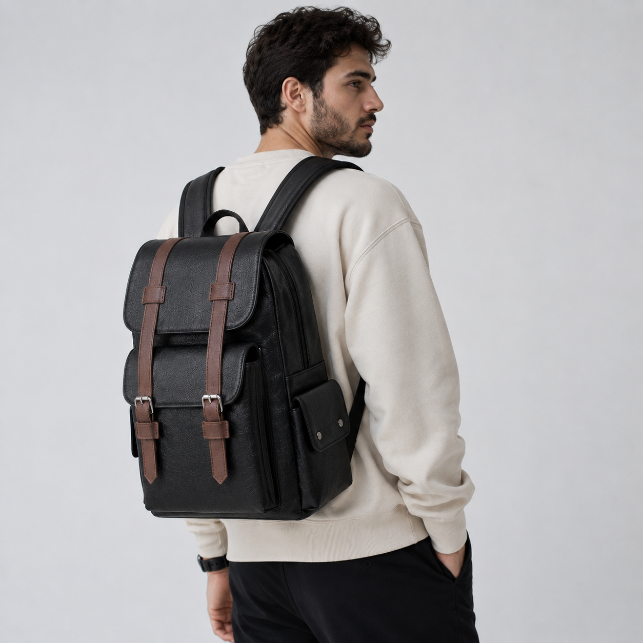 Leather Laptop Backpack for Men – product image 7