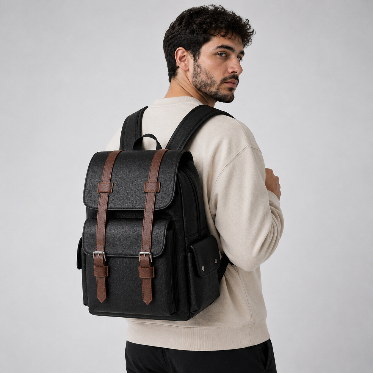 Leather Laptop Backpack for Men – product image 9