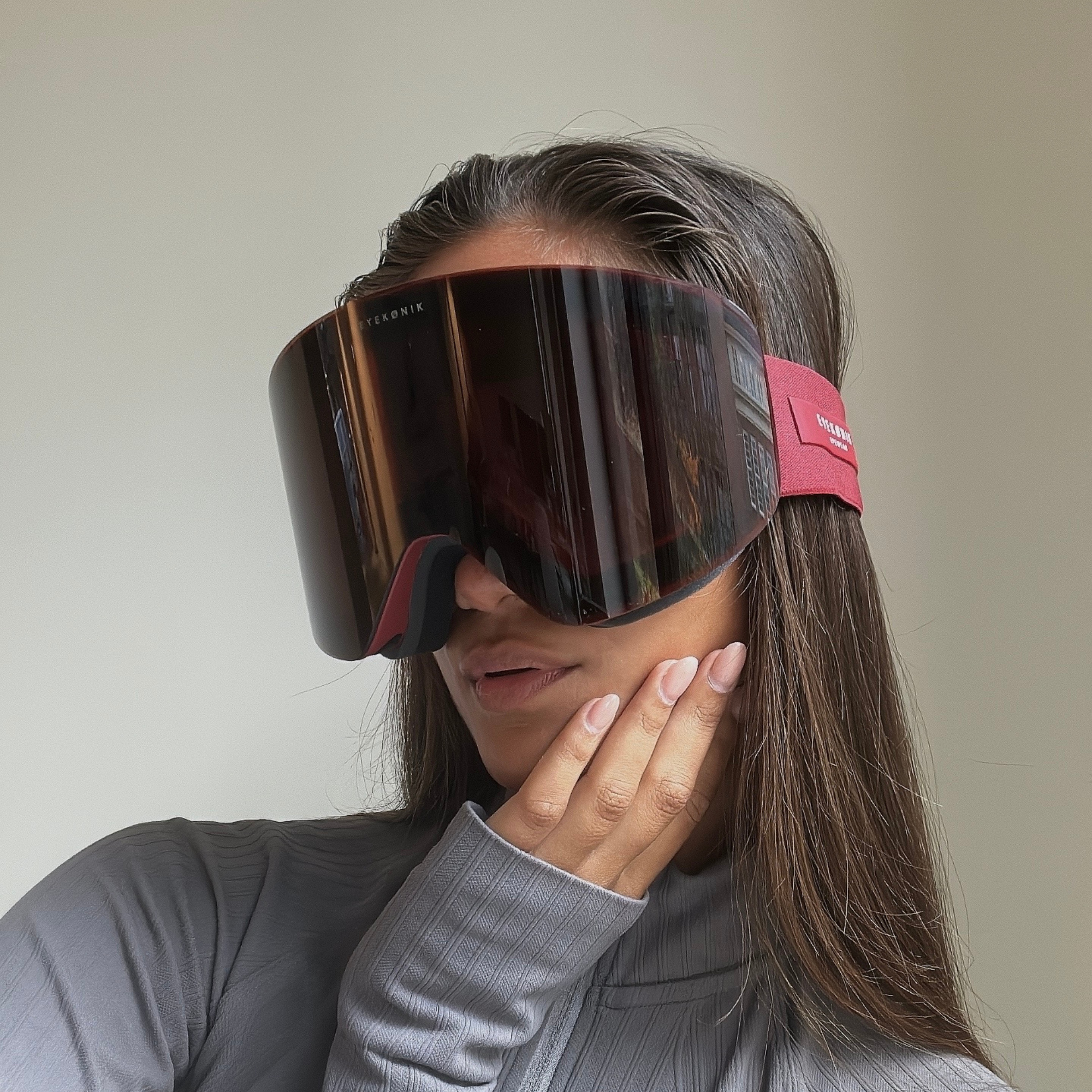 ARTIKA UV400 Mirrored Ski Goggles — Cherry