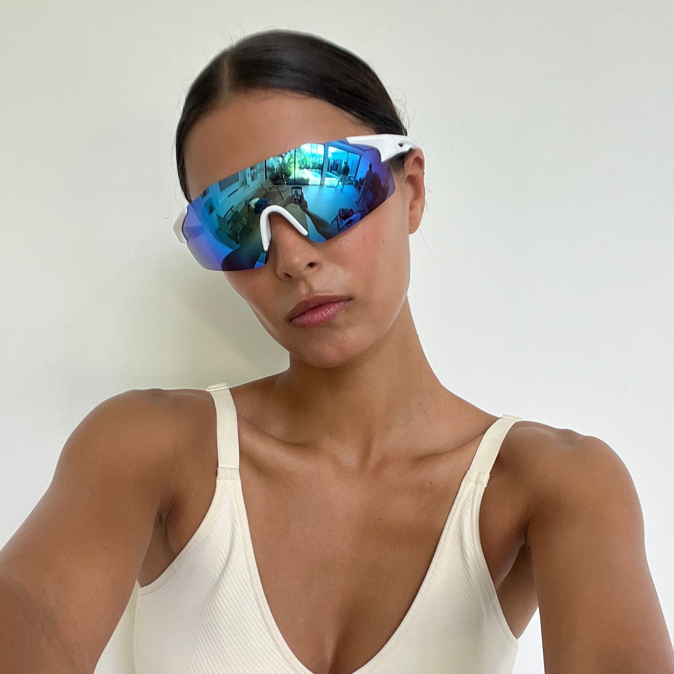 NASH Lightweight Shield Sunglasses — Blue Mirror