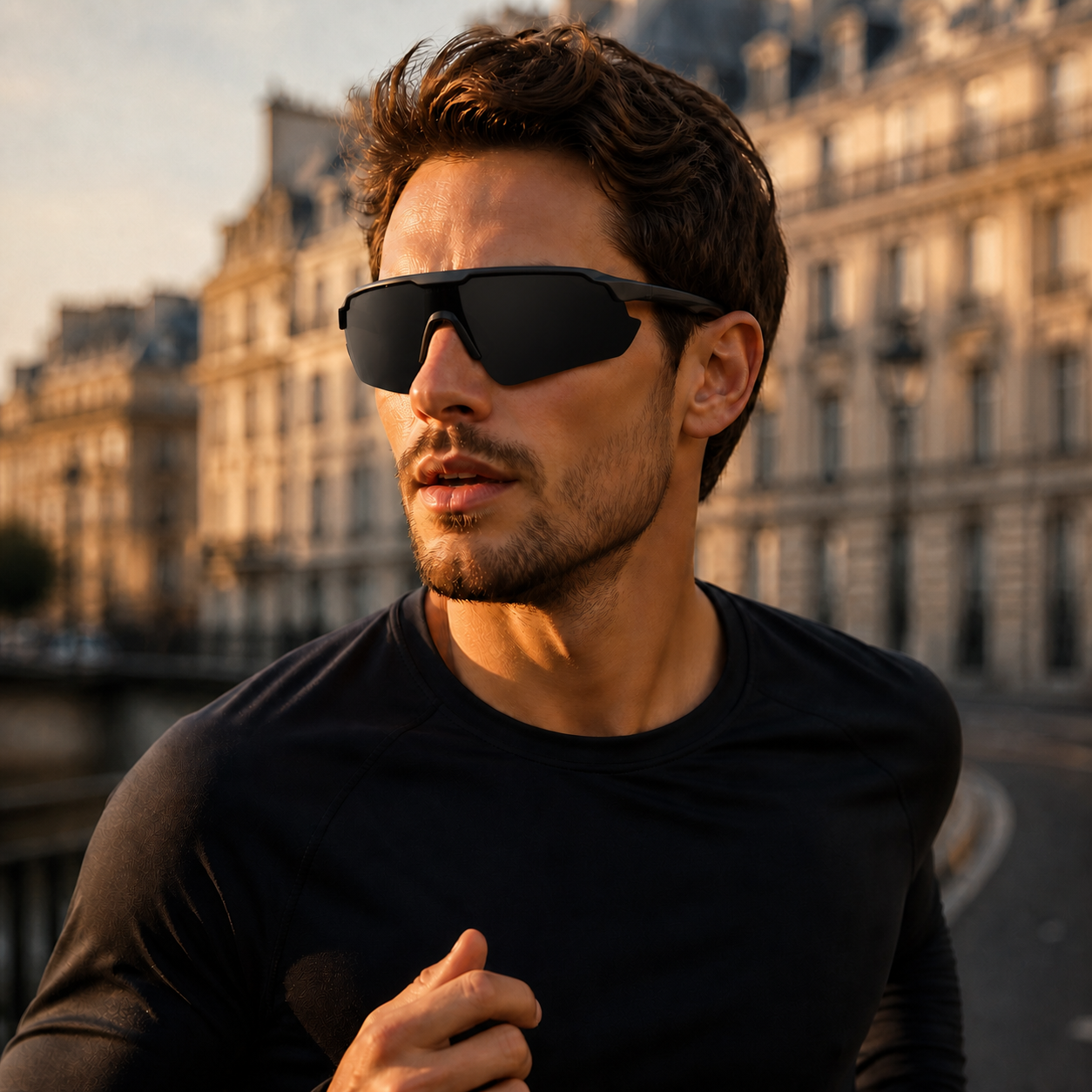 ACE Midnight Black Polarized UV400 Running Sunglasses - editorial lifestyle view 7