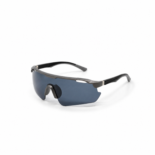 ACE Onyx black polarized UV400 running sunglasses three-quarter view on white