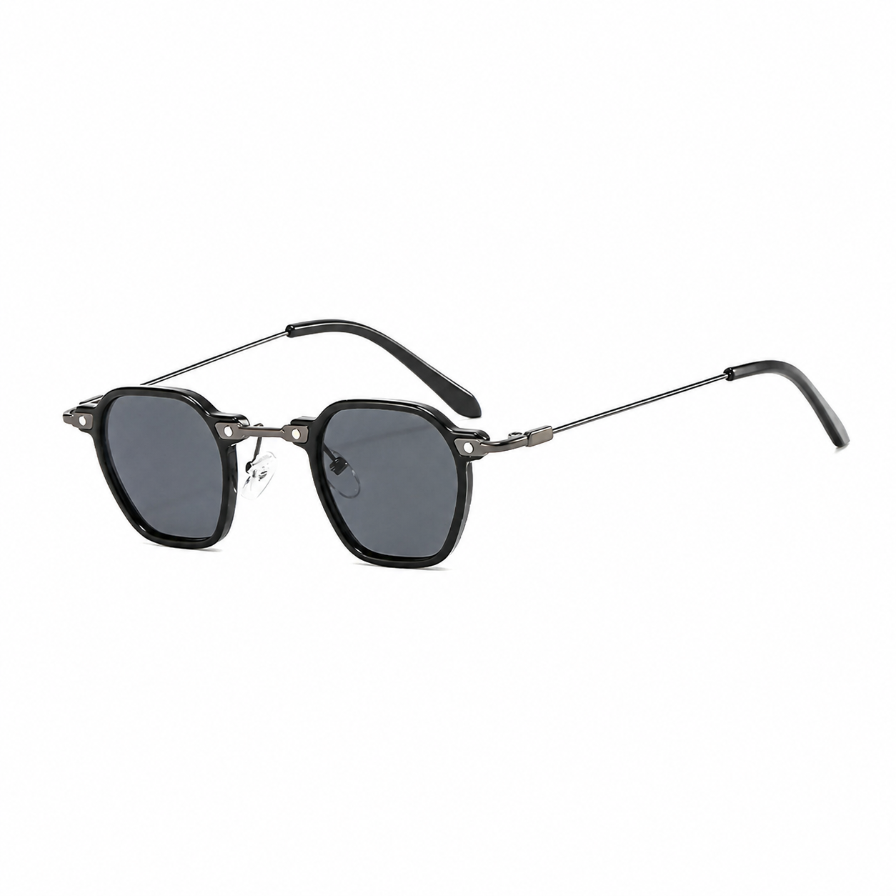 BERLIN black frame black lens sunglasses diagonal view