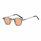 BERLIN clear frame peach lens sunglasses diagonal view