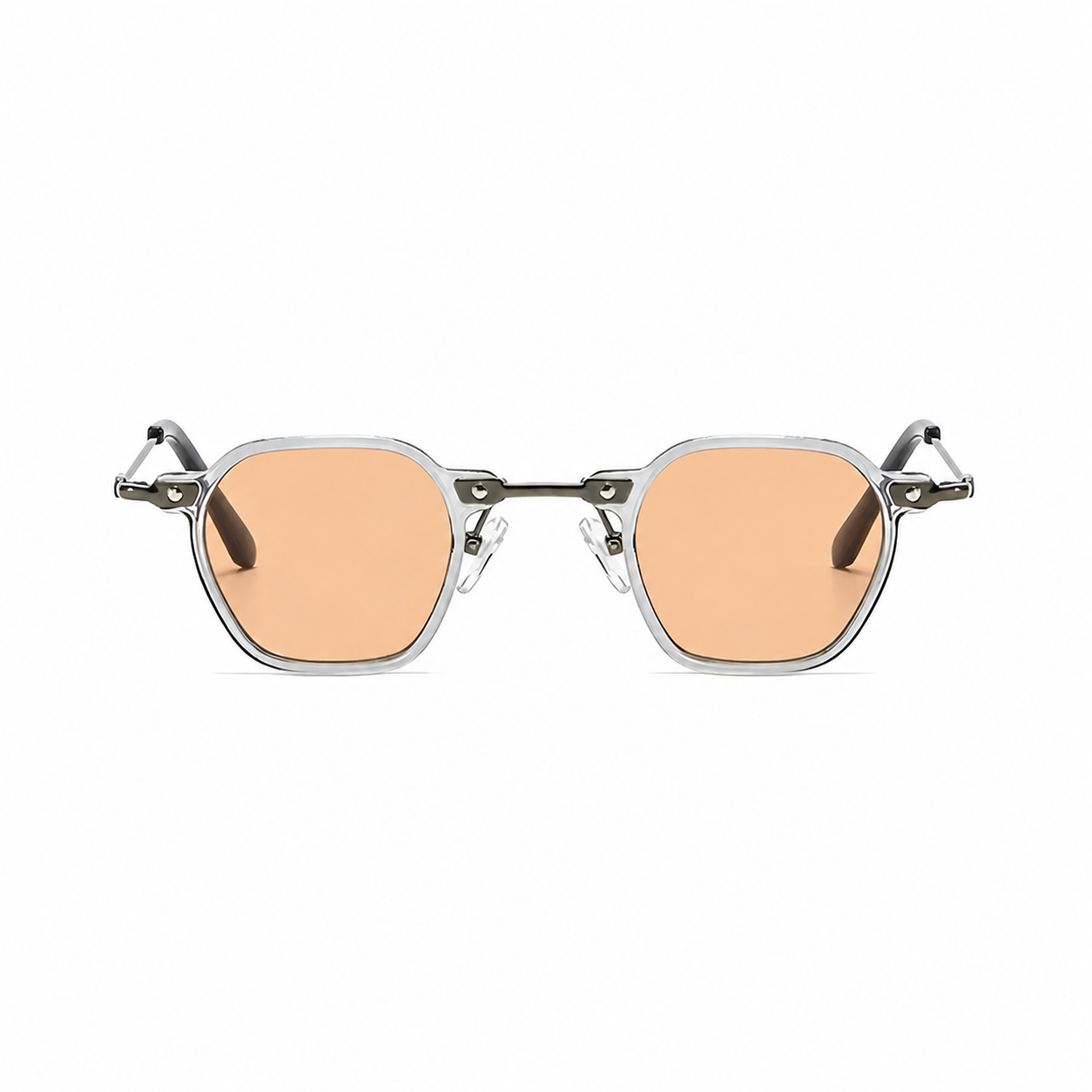 BERLIN clear frame peach lens sunglasses front view