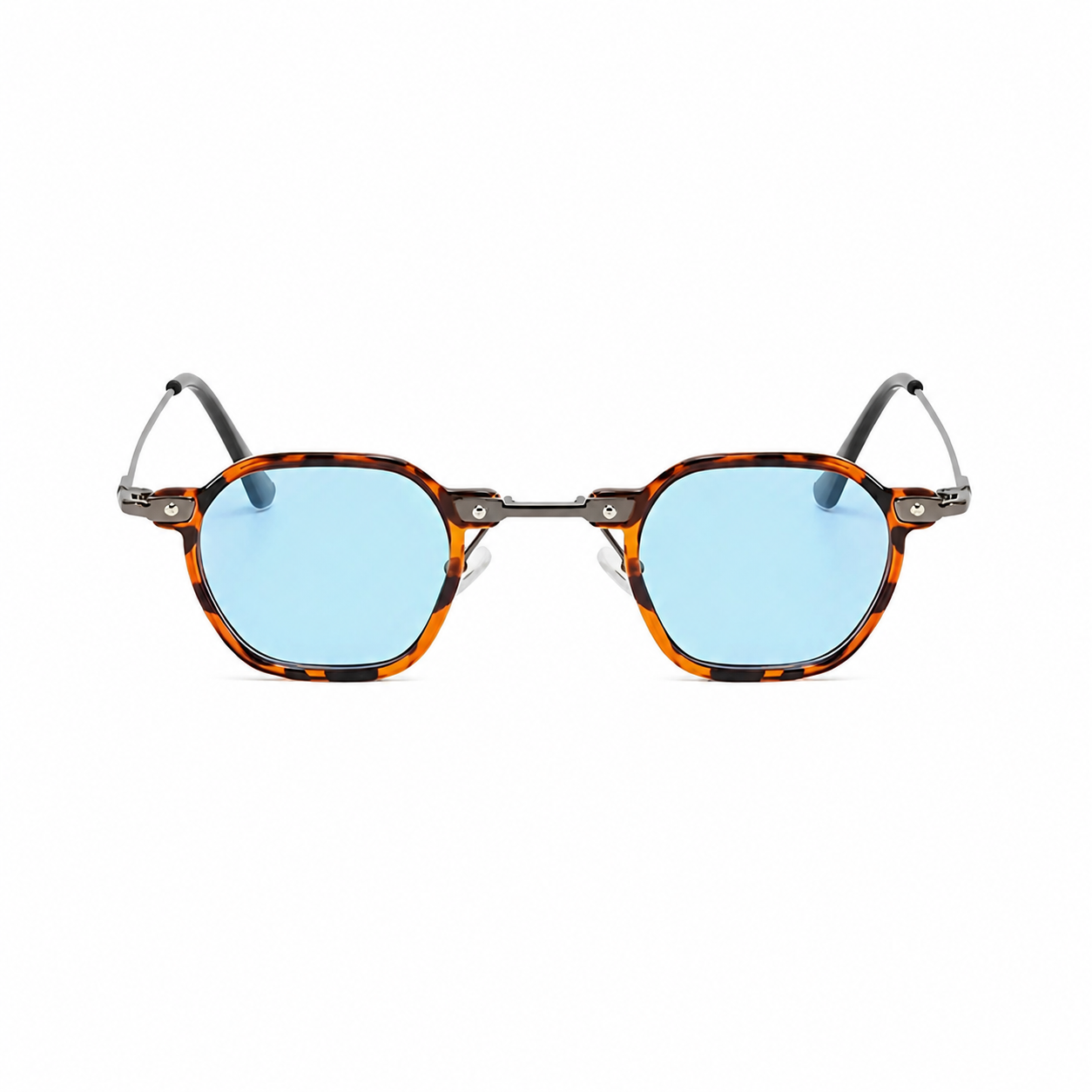 BERLIN Havana frame blue lens sunglasses front view