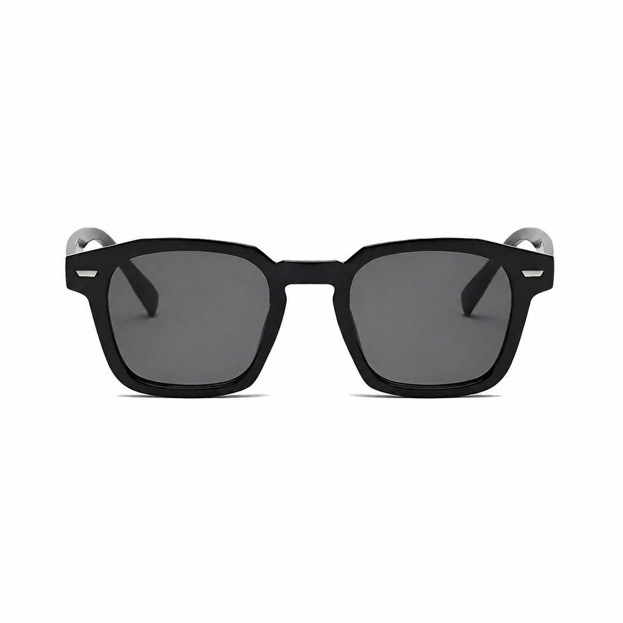 BROOKLYN polarized square sunglasses, black frame and black lens, front view