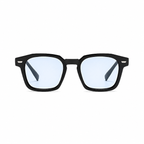 BROOKLYN polarized square sunglasses, black frame and blue lens, front view