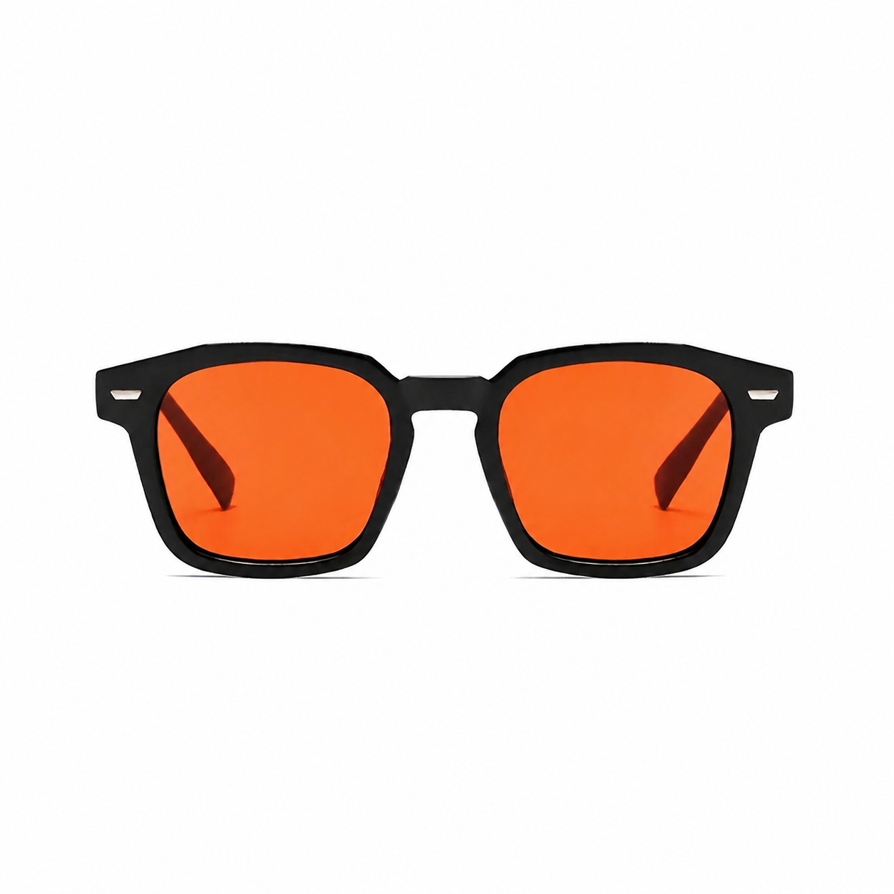 BROOKLYN polarized square sunglasses, black frame and red lens, front view