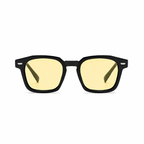 BROOKLYN polarized square sunglasses, black frame and yellow lens, front view