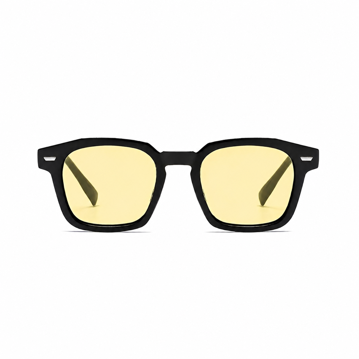 BROOKLYN polarized square sunglasses, black frame and yellow lens, front view