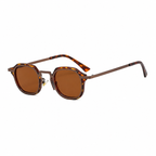 CAPRI polarized round browline sunglasses, tortoise frame with brown lens, diagonal view on pure white