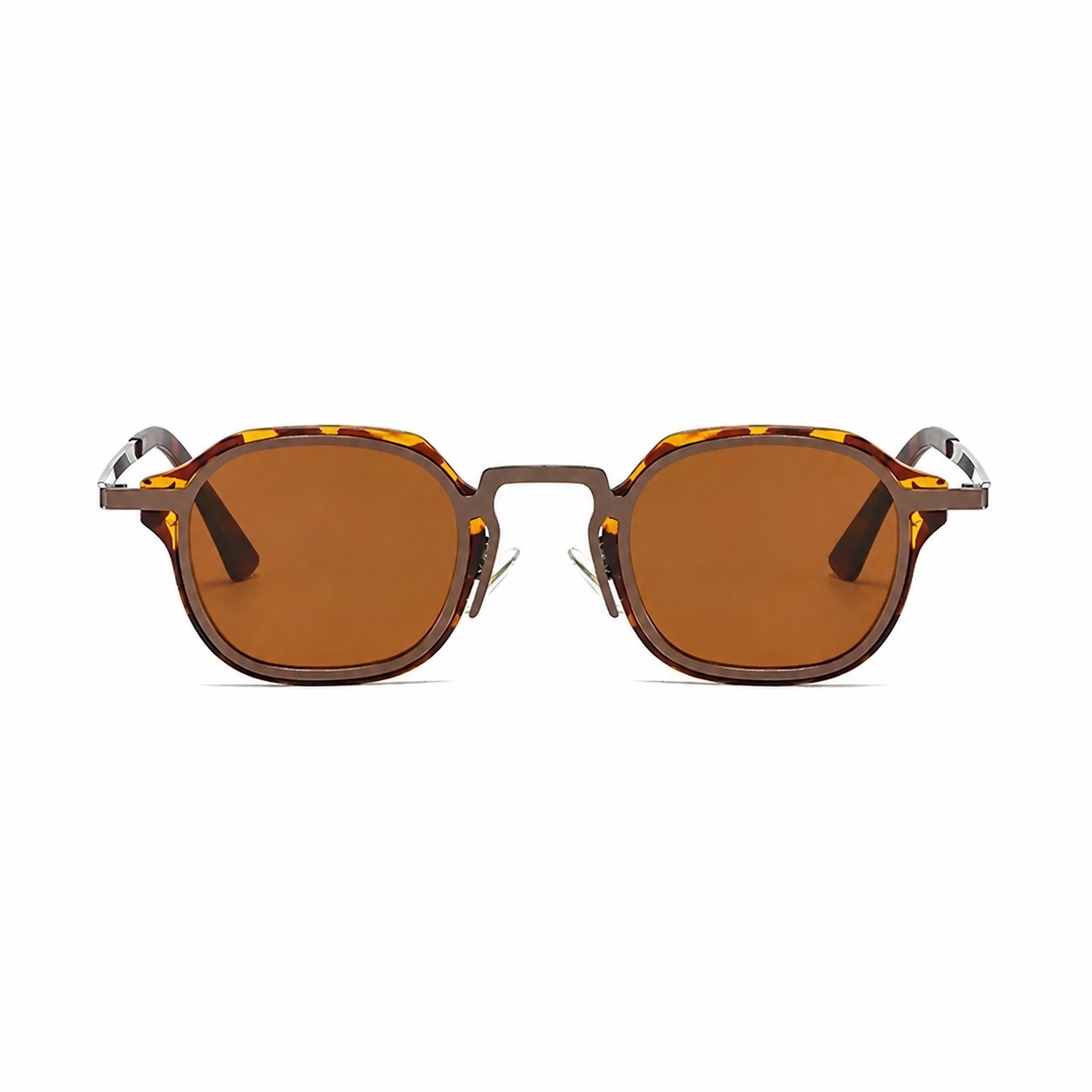 CAPRI polarized round browline sunglasses, tortoise frame with brown lens, front view on pure white