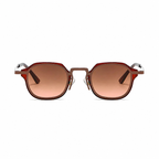 CAPRI polarized round browline sunglasses, wine frame with brown lens, front view on pure white