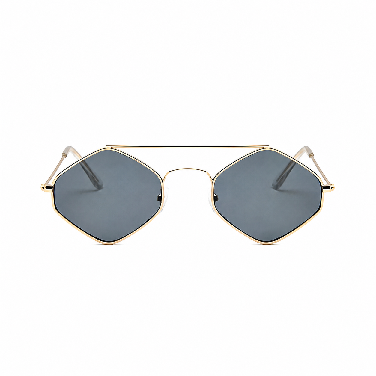 DOHA gold frame black lens front view on pure white