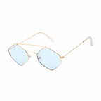 DOHA gold frame blue lens diagonal view on pure white