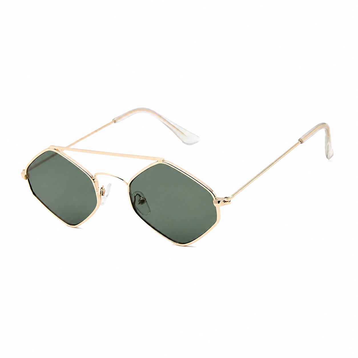 DOHA gold frame green lens diagonal view on pure white