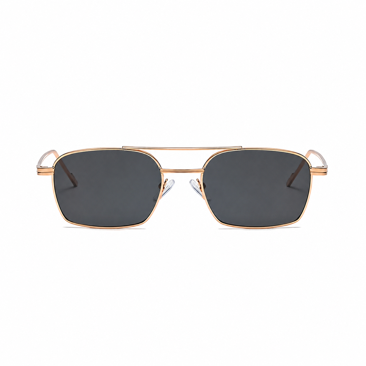 GENEVA champagne frame black lens front view on pure white