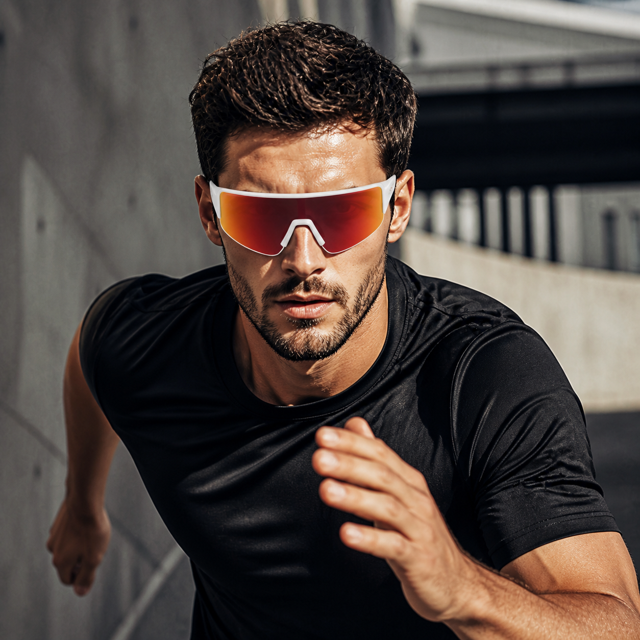 JAWO Ember Red UV400 Running & Cycling Sunglasses - editorial lifestyle view 6