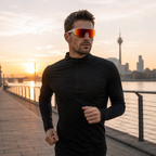 JAWO Ember Red UV400 Running & Cycling Sunglasses - editorial lifestyle view 7