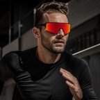 JAWO Sunset Orange UV400 Running & Cycling Sunglasses - editorial lifestyle view 6