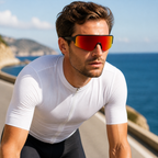 JAWO Sunset Orange UV400 Running & Cycling Sunglasses - editorial lifestyle view 8