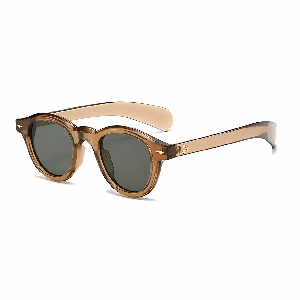 Legacy ATHENS Olive frame green polarized lens angled view on pure white