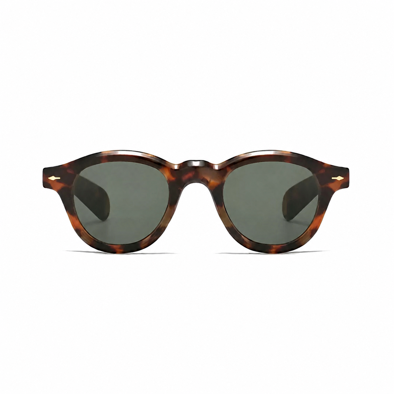 Legacy ATHENS Havana frame green polarized lens front view on pure white