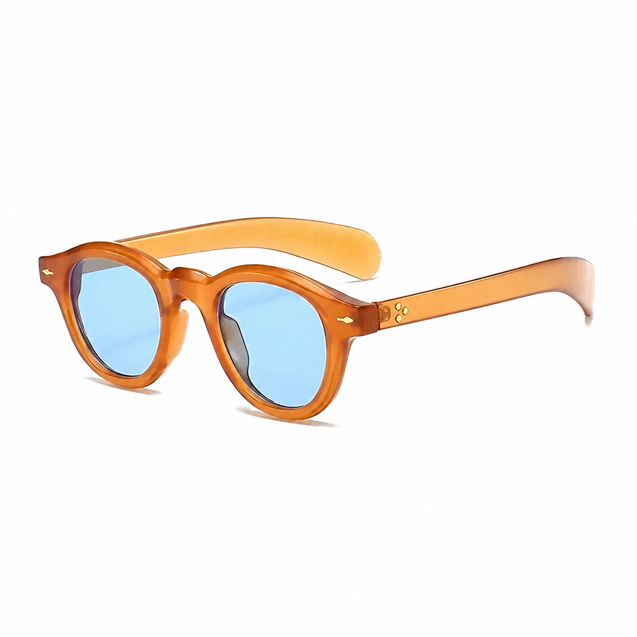 Legacy ATHENS Amber frame blue ice polarized lens angled view on pure white