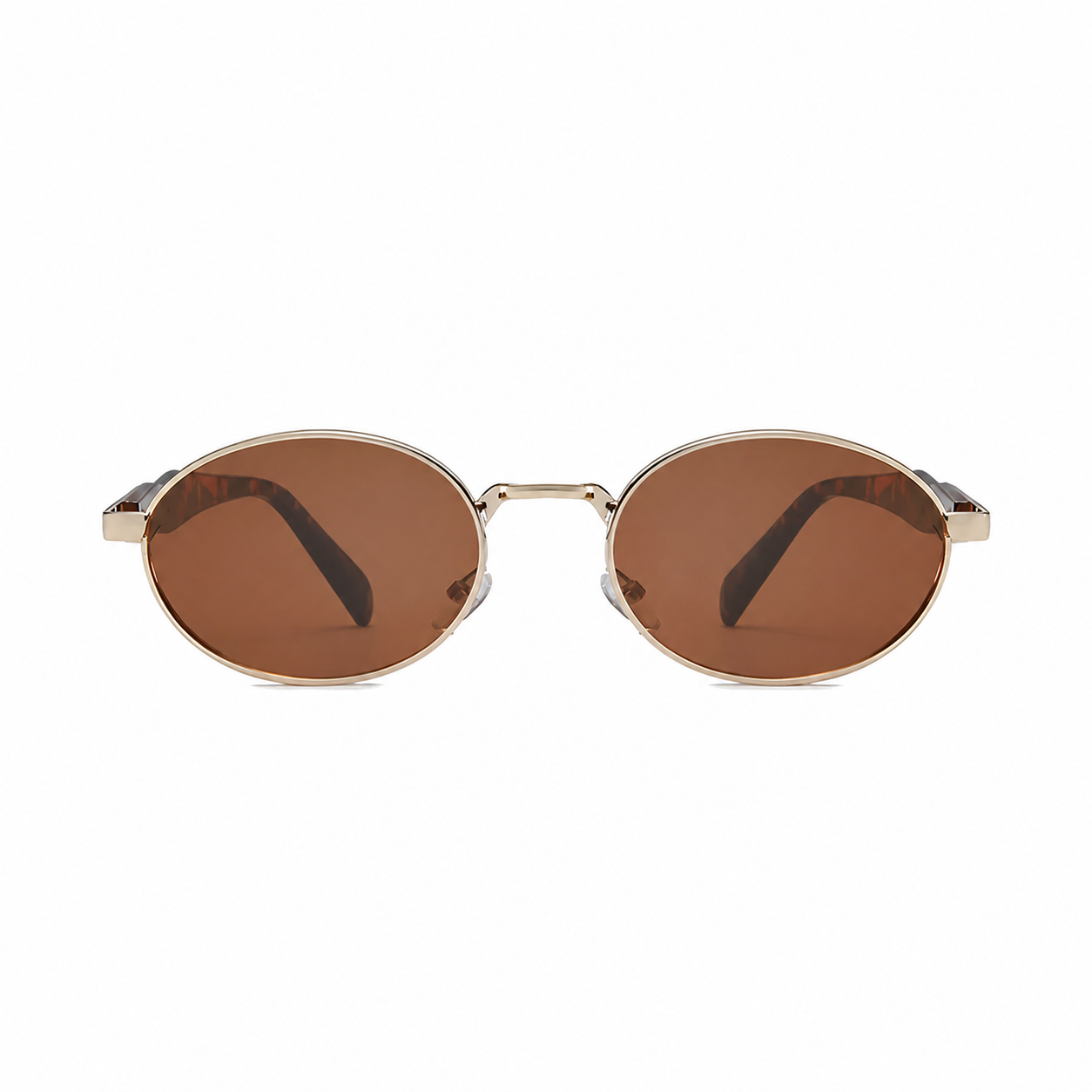 Legacy DUBLIN Champagne frame brown lens front view on pure white