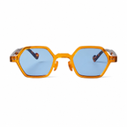Legacy MARSEILLE amber frame blue lens front view on pure white