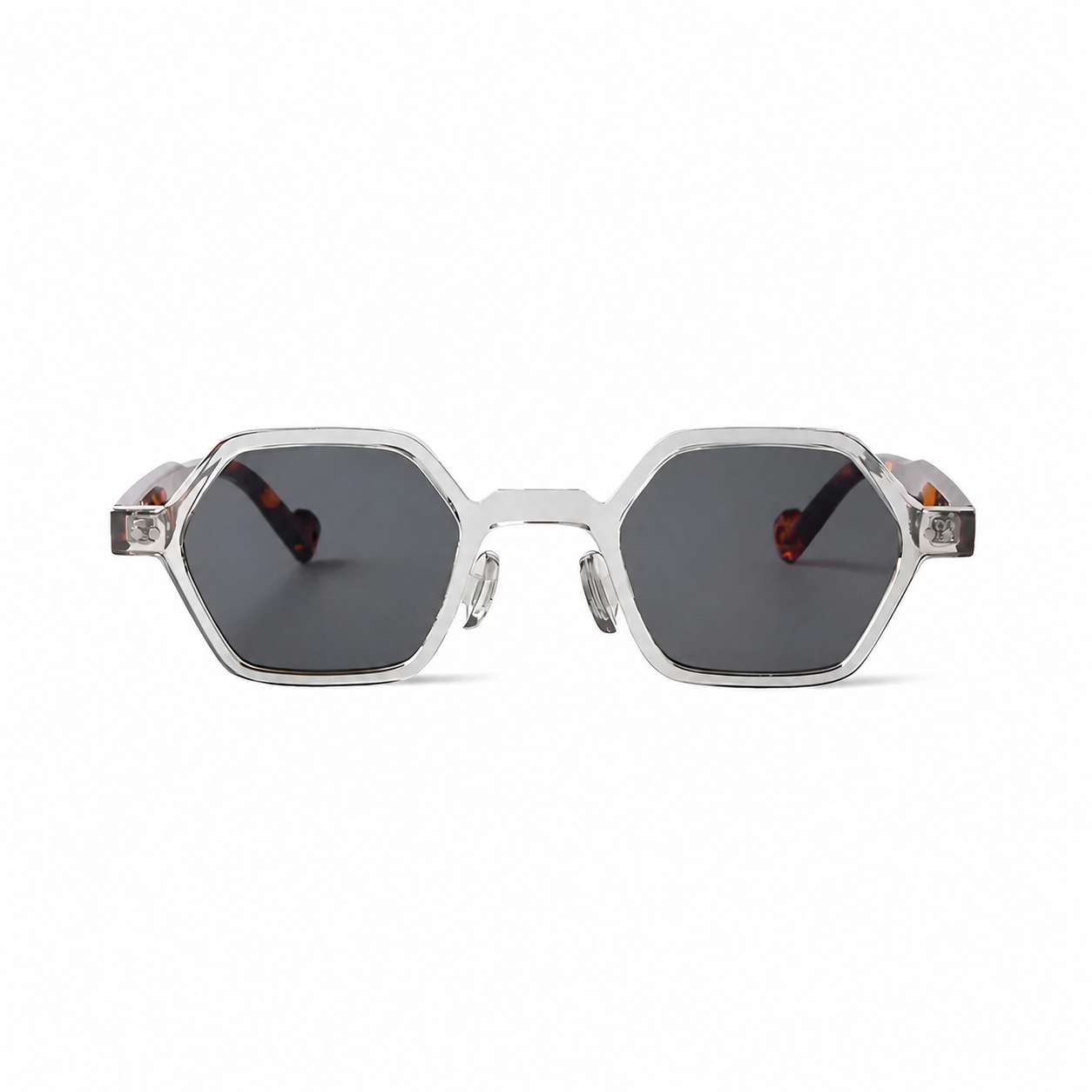 Legacy MARSEILLE clear frame black lens front view on pure white