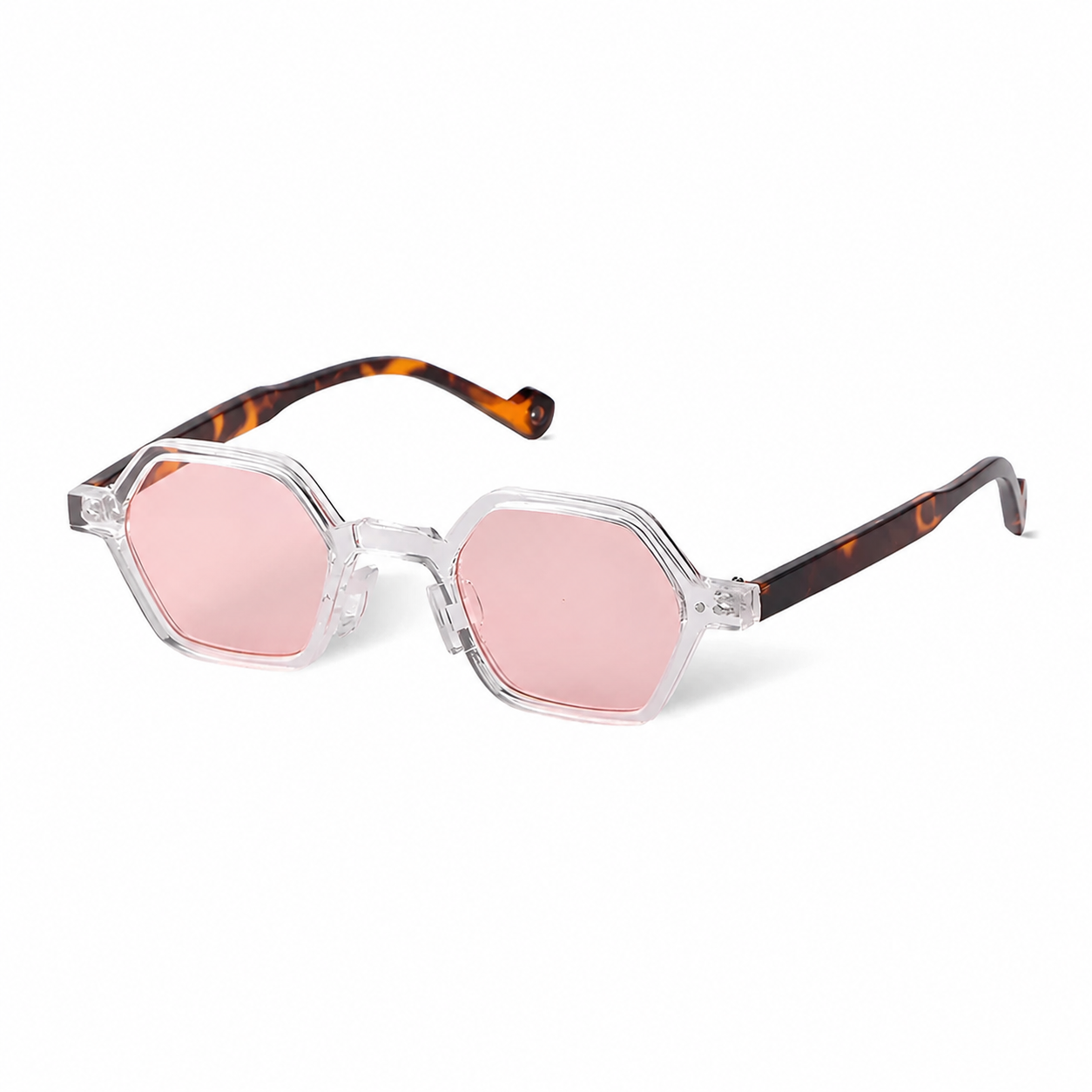 Legacy MARSEILLE clear frame pink lens angled view on pure white