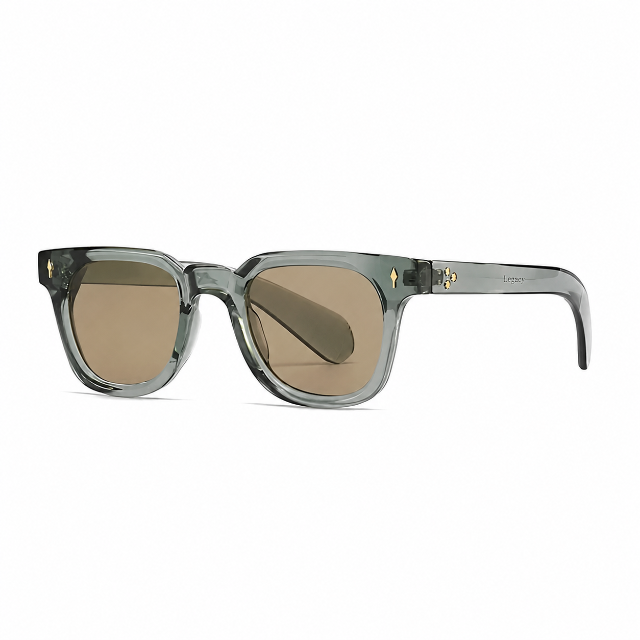 Legacy MEDELLIN Green frame brown lens angle on pure white background