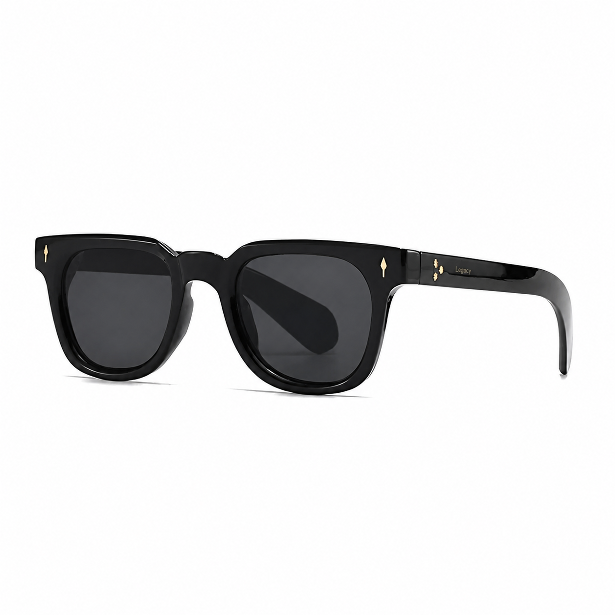 Legacy MEDELLIN Black frame black lens angle on pure white background