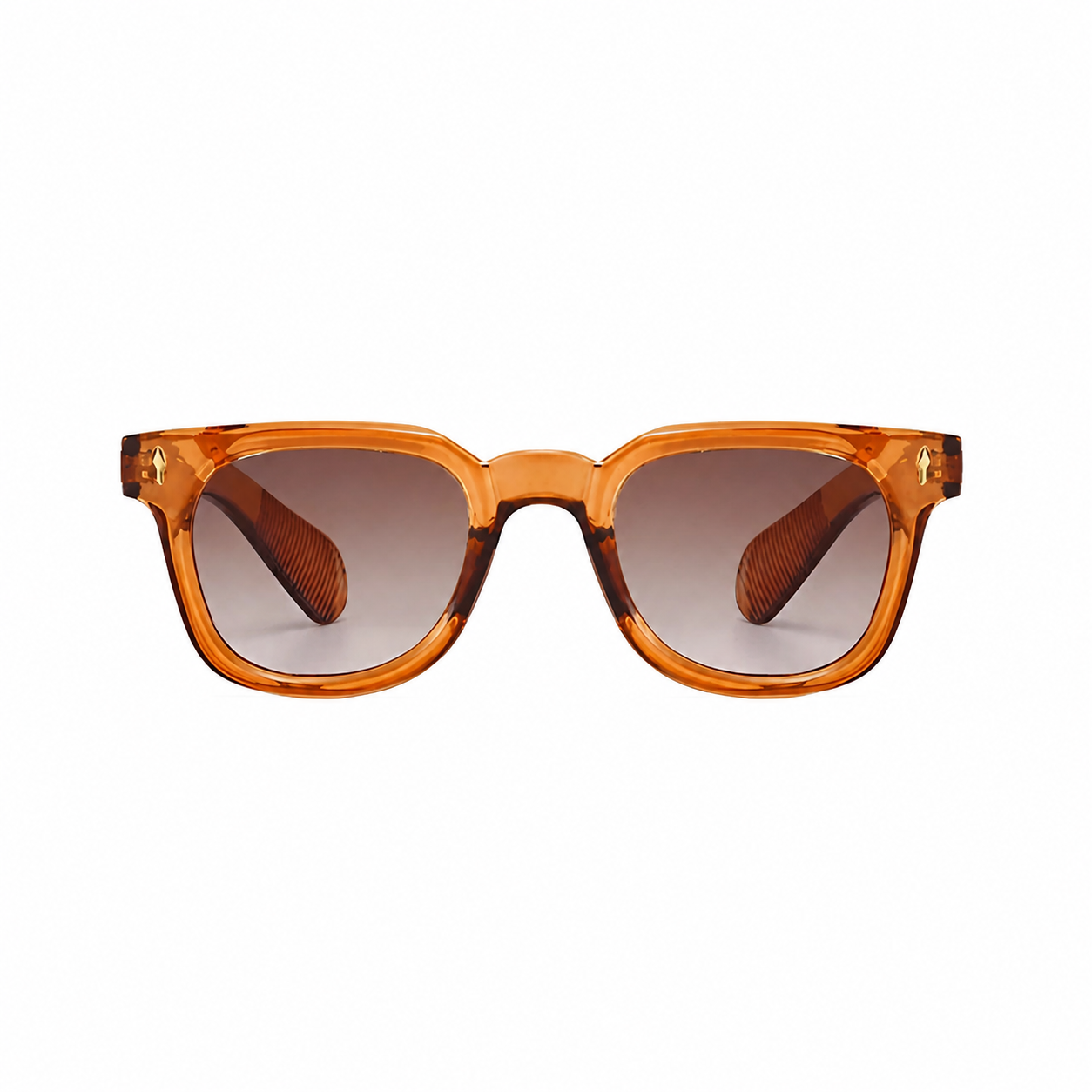 Legacy MEDELLIN Tangerine frame brown lens front on pure white background