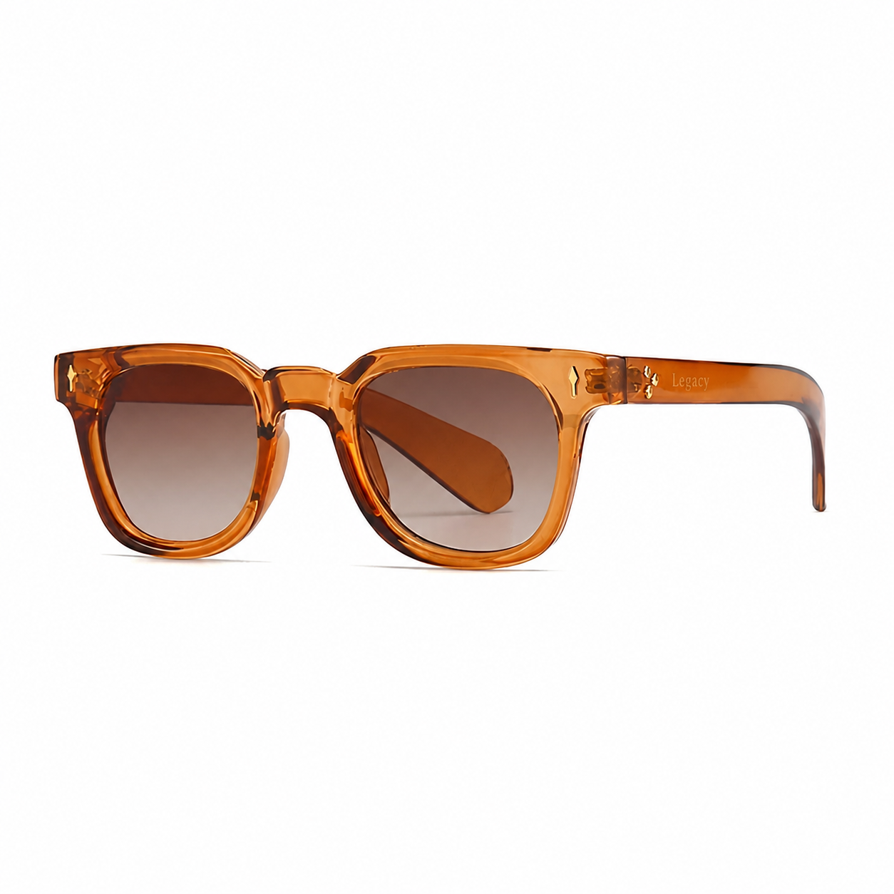Legacy MEDELLIN Tangerine frame brown lens angle on pure white background