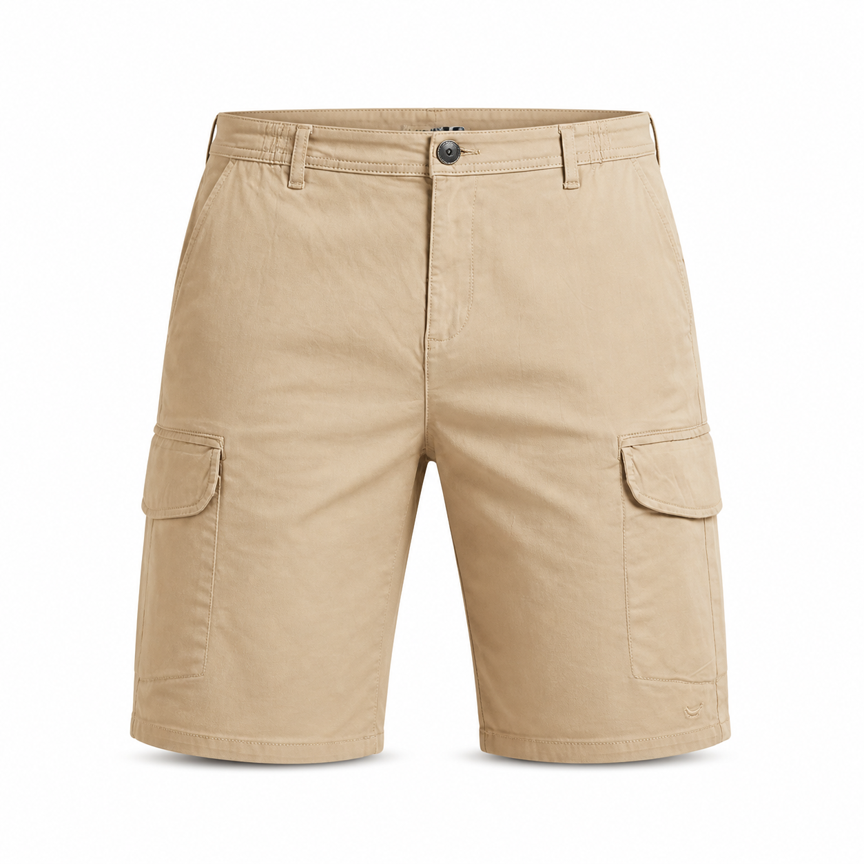 Legacy men's beige cargo shorts on invisible mannequin, front view