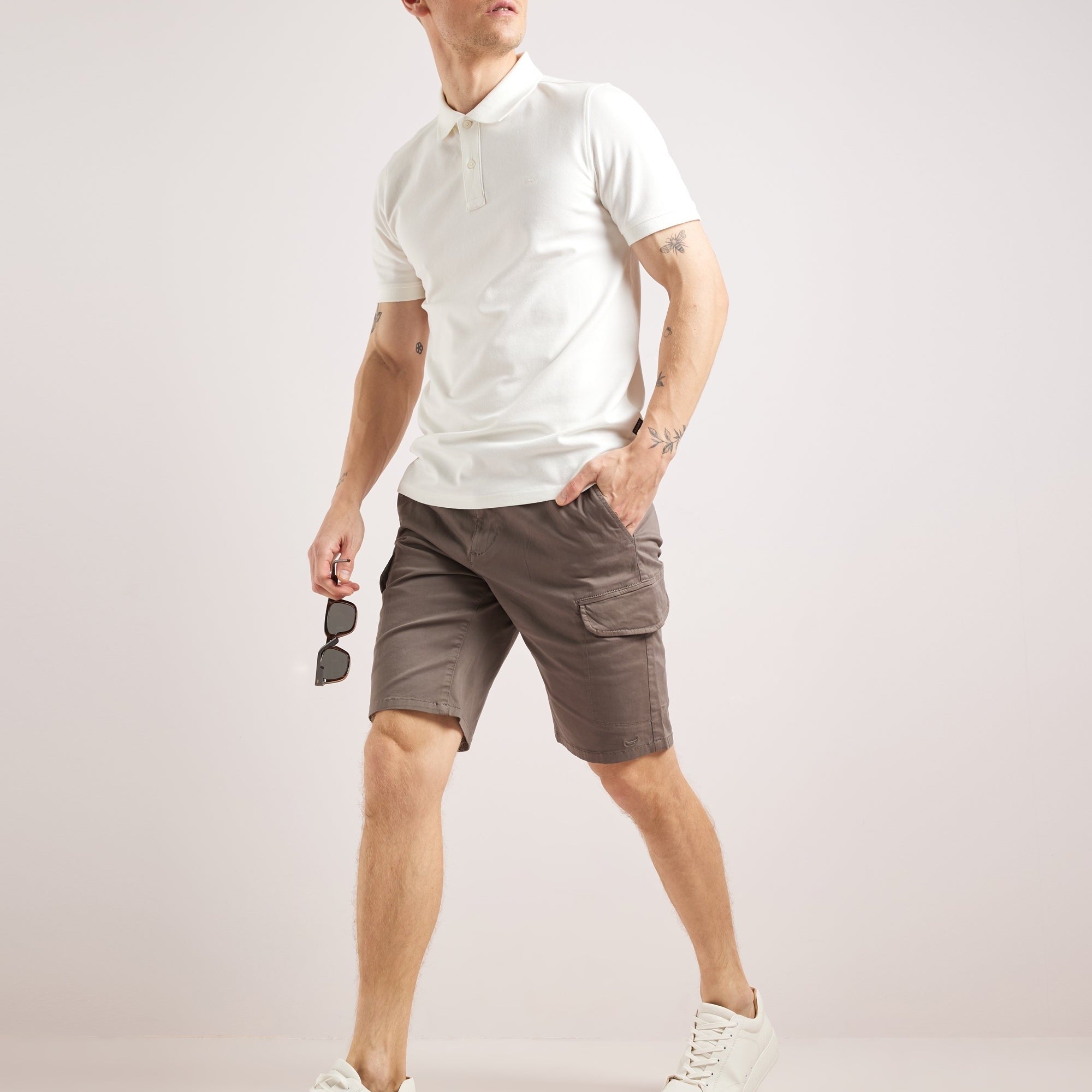 Men wearing Legacy gray cargo shorts