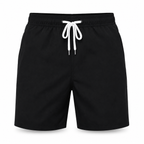 Men's black quick-dry swim shorts, front view