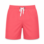 Men's coral pink quick-dry swim shorts, front view